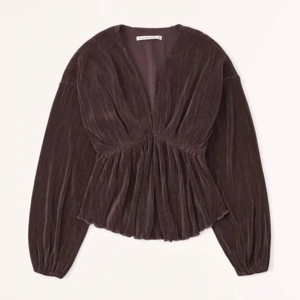 Abercrombie Faux Silk Puff Sleeve Top size small